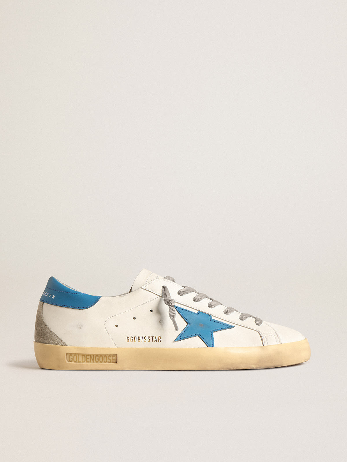 Super-Star in nappa con stella e talloncino in pelle azzurra