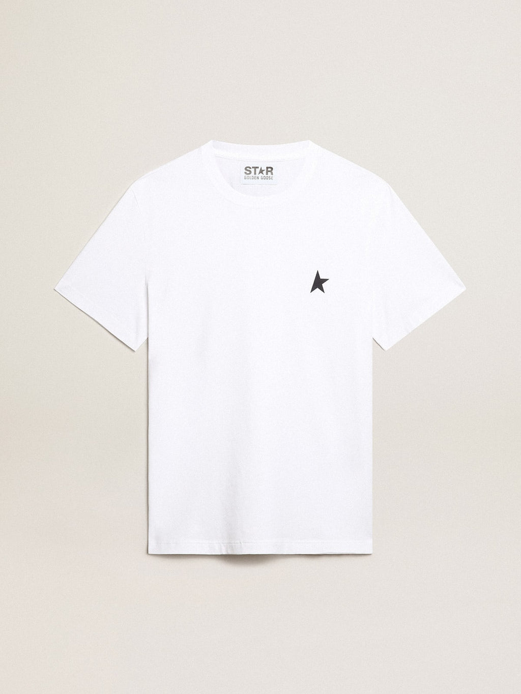 T-shirt bianca donna con stella blu scuro sul davanti