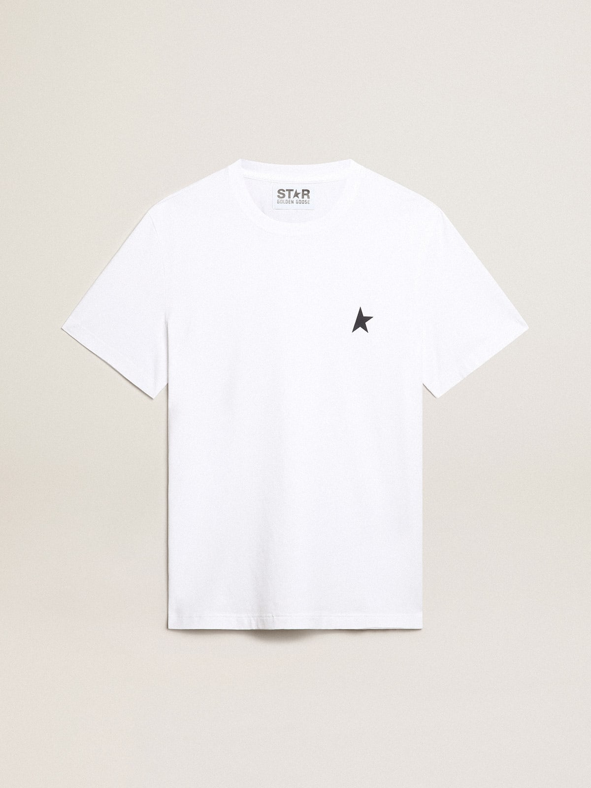 T-shirt bianca donna con stella blu scuro sul davanti