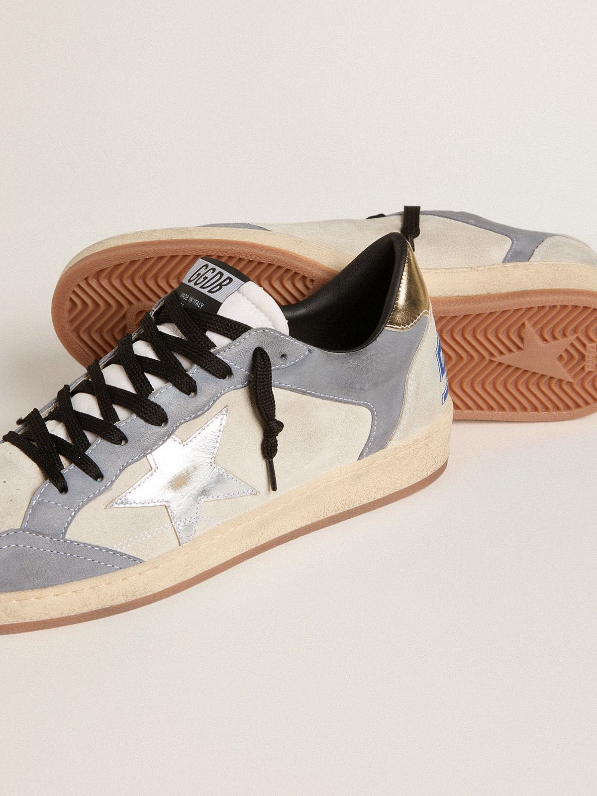 Men's Ball Star in suede and nubuck with silver metallic leather star and gold metallic leather heel tab