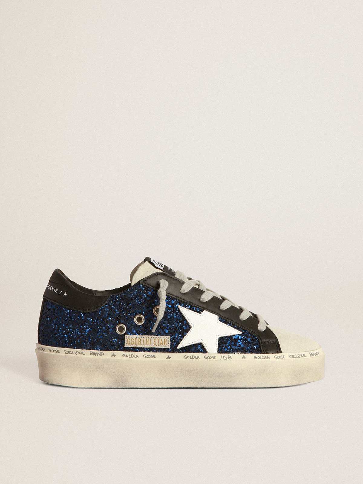 Sneakers Hi Star in suede con glitter blu