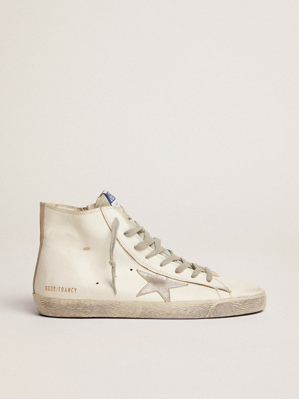 Sneakers Francy in pelle con stella in camoscio argentato