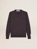 Maglione girocollo in lana color grigio mélange scuro
