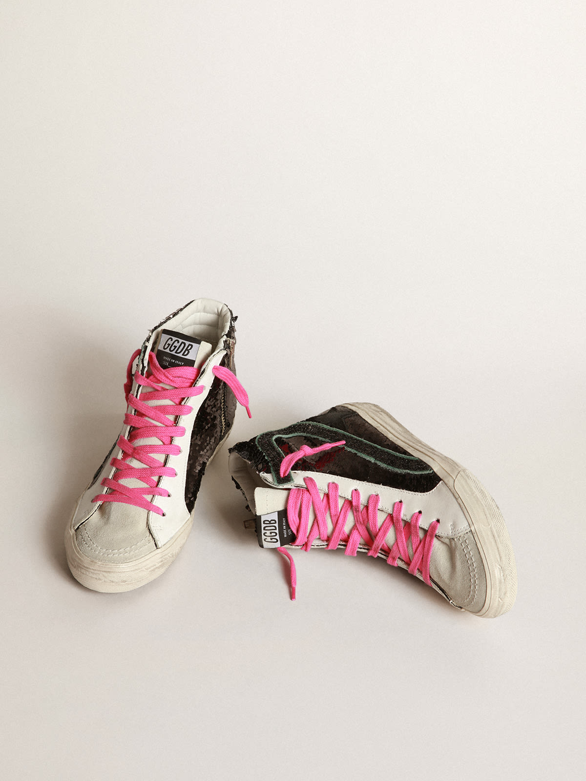 Sneakers Slide con paillettes nere