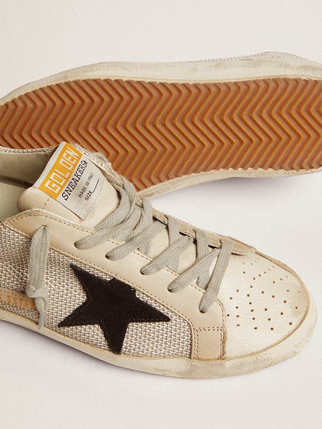 Sneakers Super-Star donna in pelle con inserto in mesh