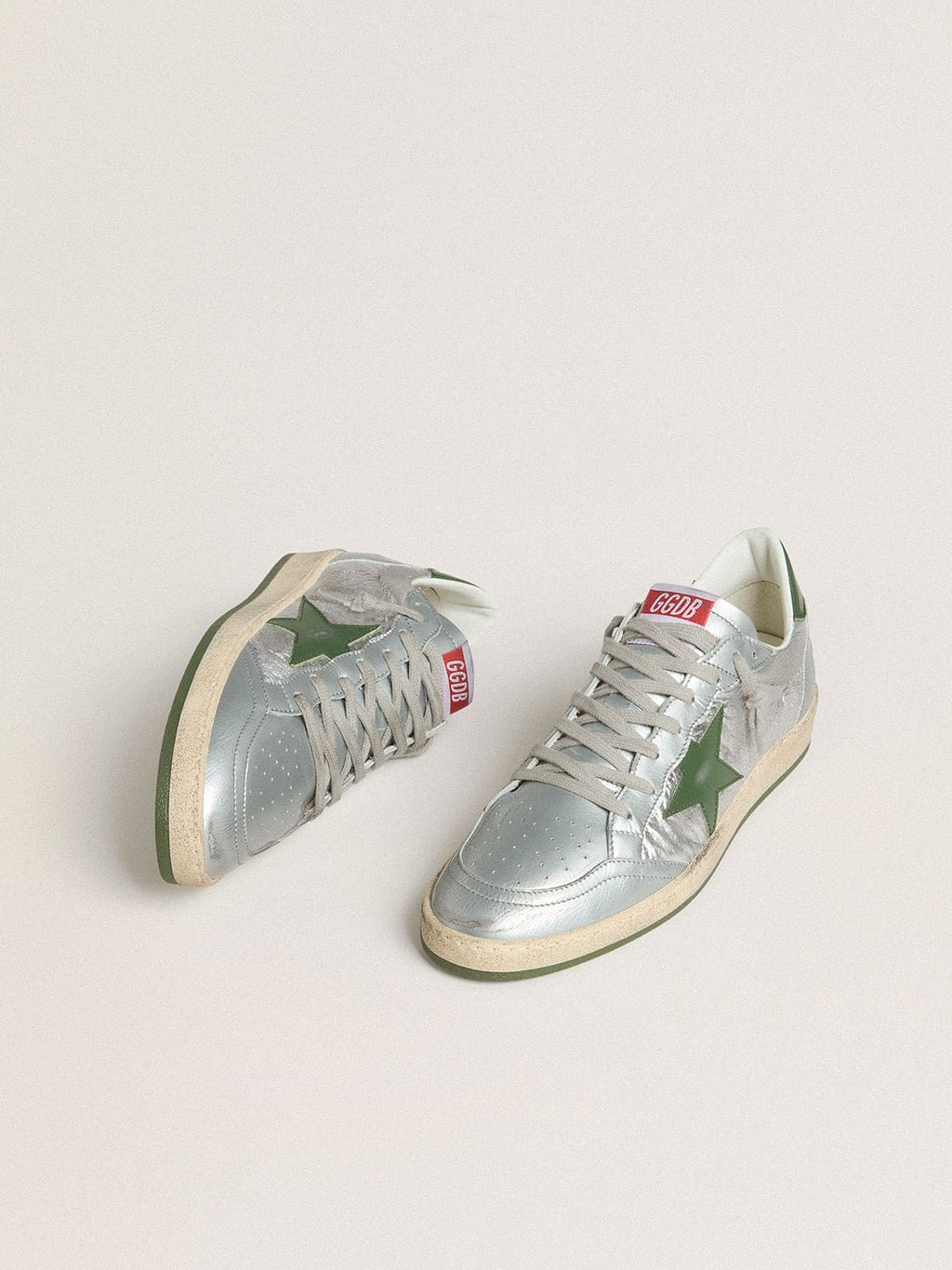 Men's Ball Star in silver nylon with green leather star and heel tab