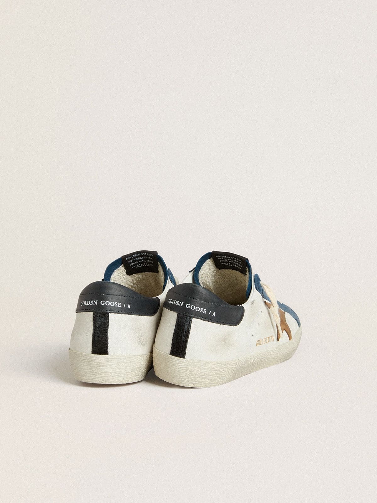Men's Super-Star LTD with tobacco-colored croc-print leather star and black leather heel tab