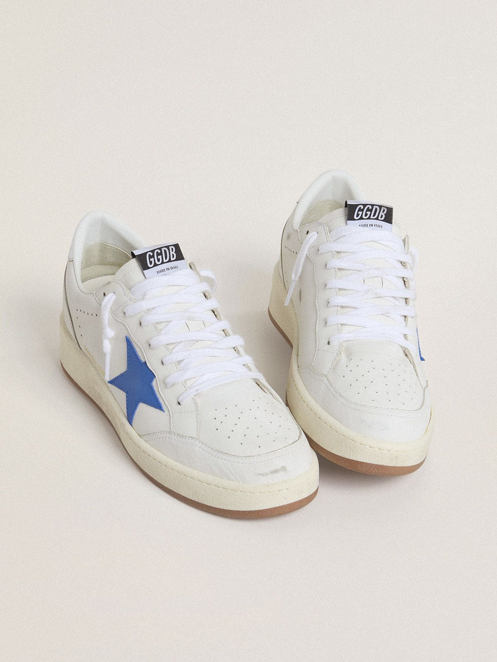 Ball Star with light blue leather star and silver foiled leather heel tab