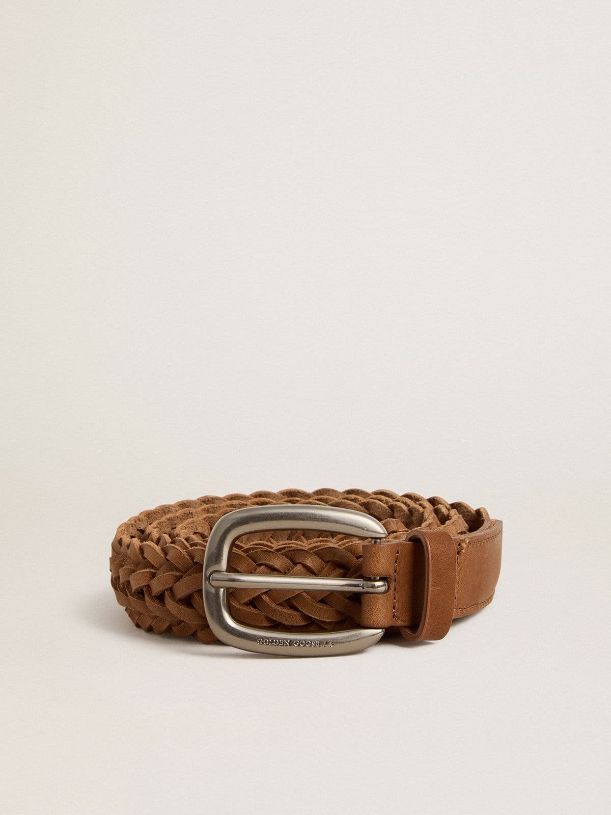 Houston belt in dove-gray woven leather