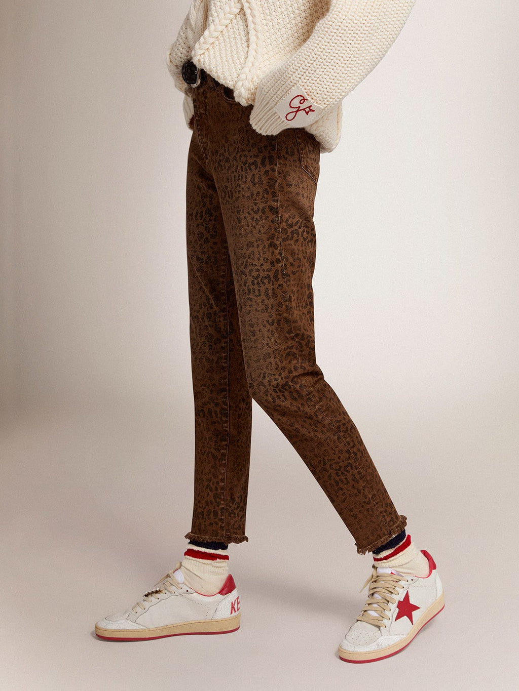 Jeans skinny Collezione Golden con stampa animalier