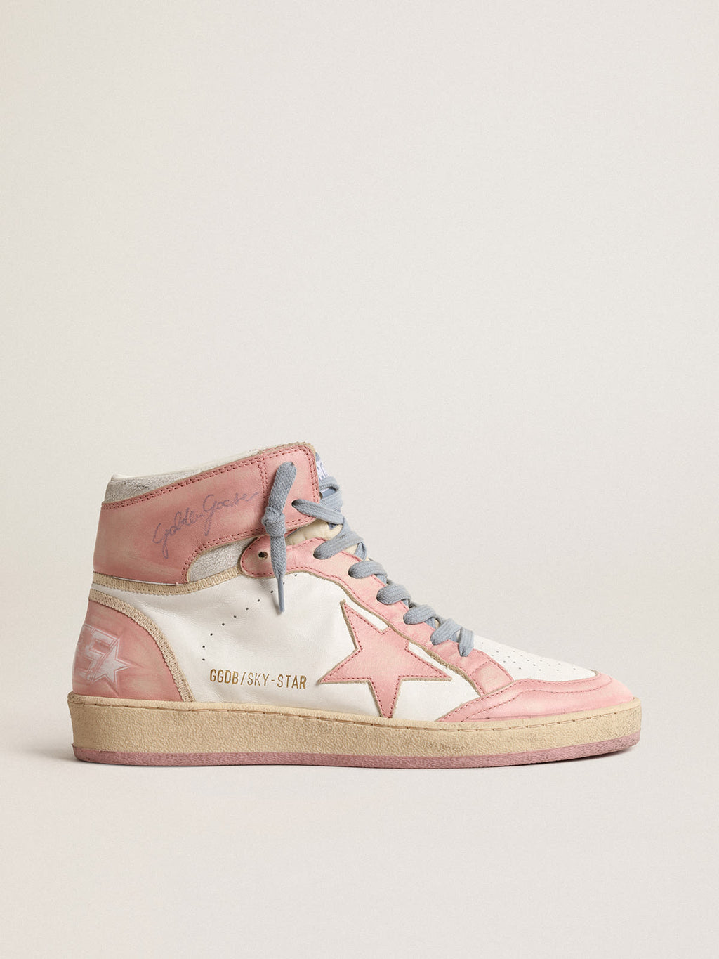 Sky-Star in nappa bianca con stella e inserti in pelle rosa