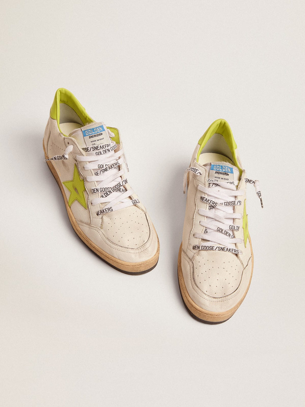 Sneaker Ball Star LTD con stella e talloncino in pelle color verde lime