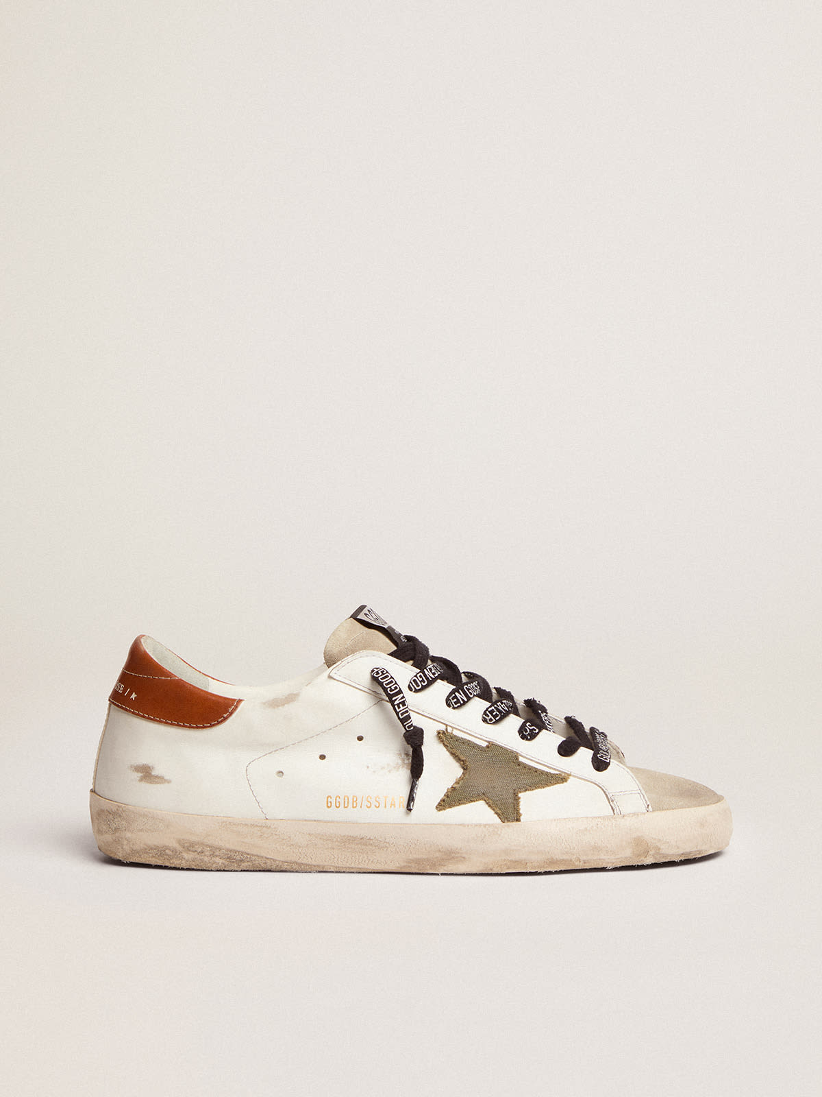 Sneaker Super-Star LTD con stella in canvas color verde oliva e talloncino in pelle color cuoio