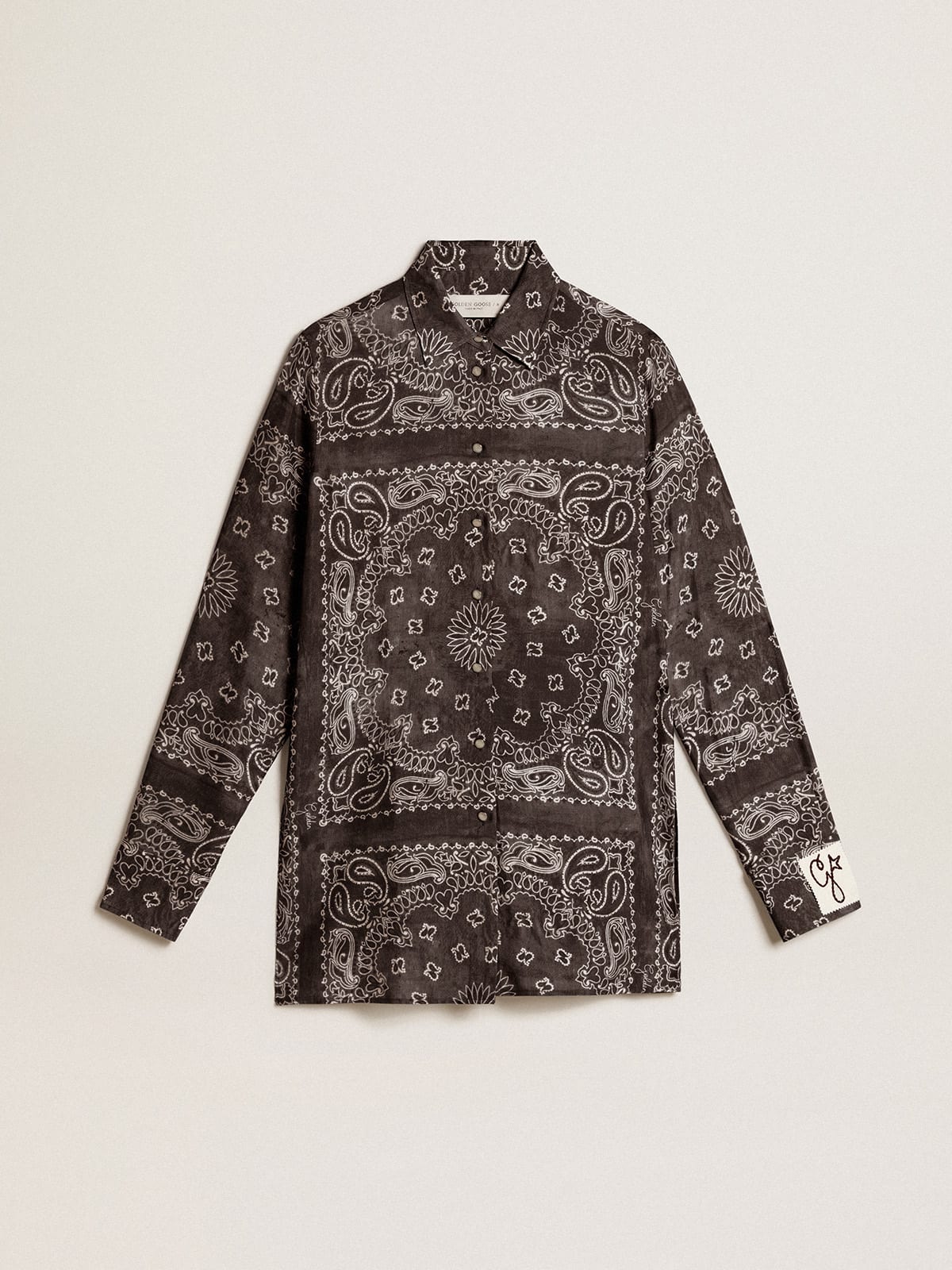 Camicia pigiama di colore antracite con stampa paisley