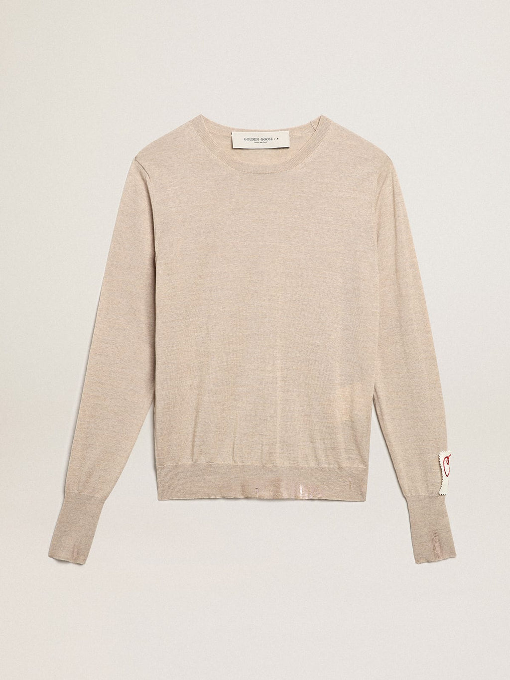 Maglioncino Collezione Golden in lana merino color marrone chiaro