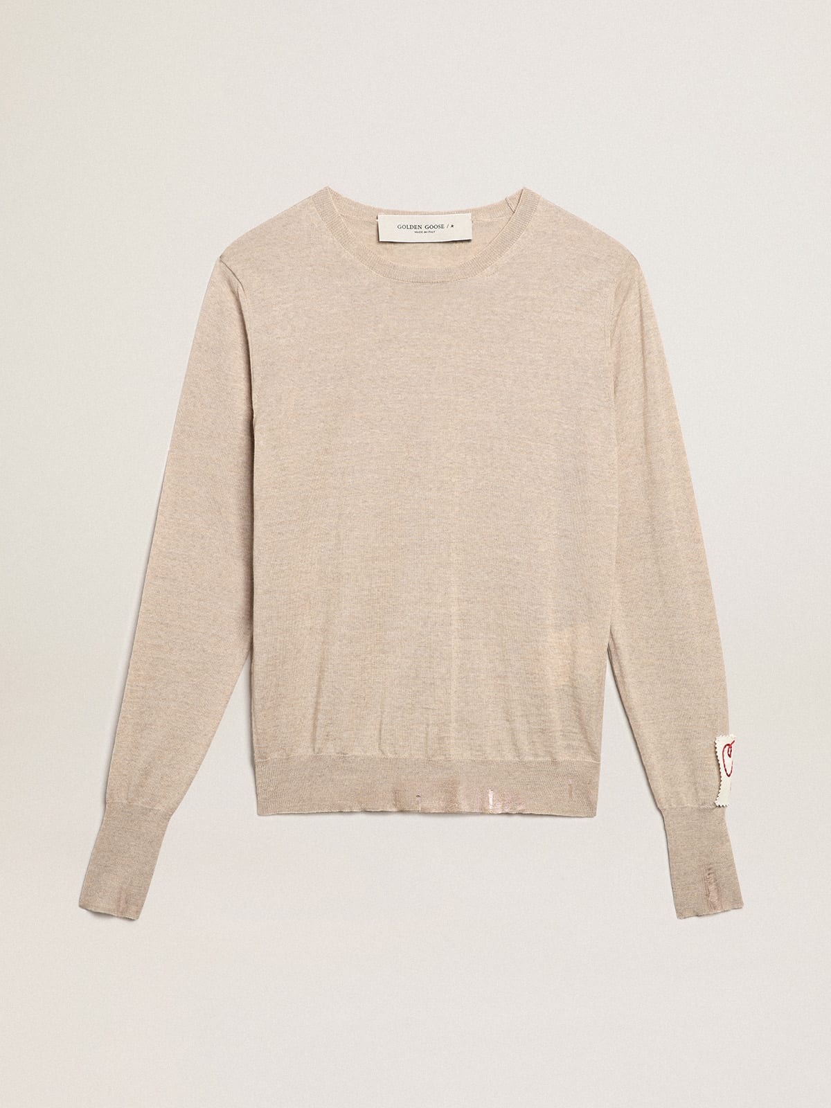 Maglioncino Collezione Golden in lana merino color marrone chiaro