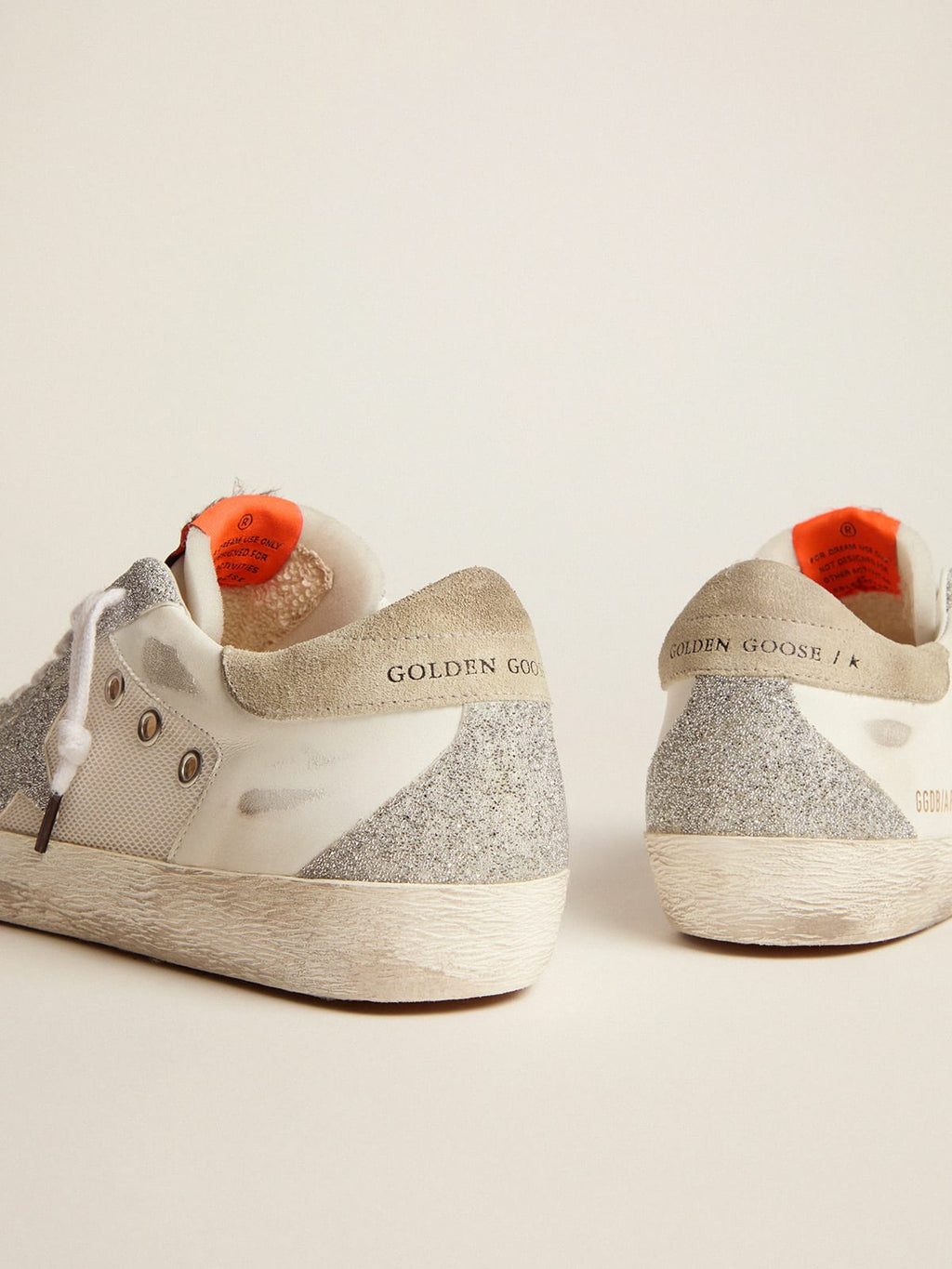 Super-Star LTD in pelle e rete bianche con stella e inserti in micro cristalli Swarovski argento