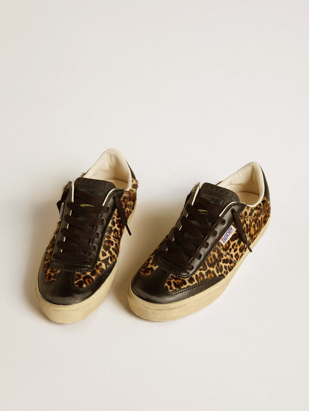 Soul Star in leopard-print pony skin with black nappa leather heel tab and inserts