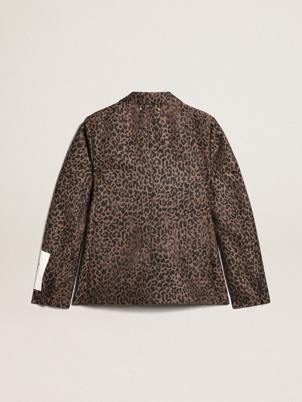 Blazer monopetto Collezione Golden in lana con motivo animalier jacquard