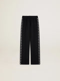 Pantalone jogging da donna di colore nero con stelle bianche sui lati