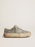 Scarpe Space-Star in glitter argento con stella e talloncino in suede grigio ghiaccio