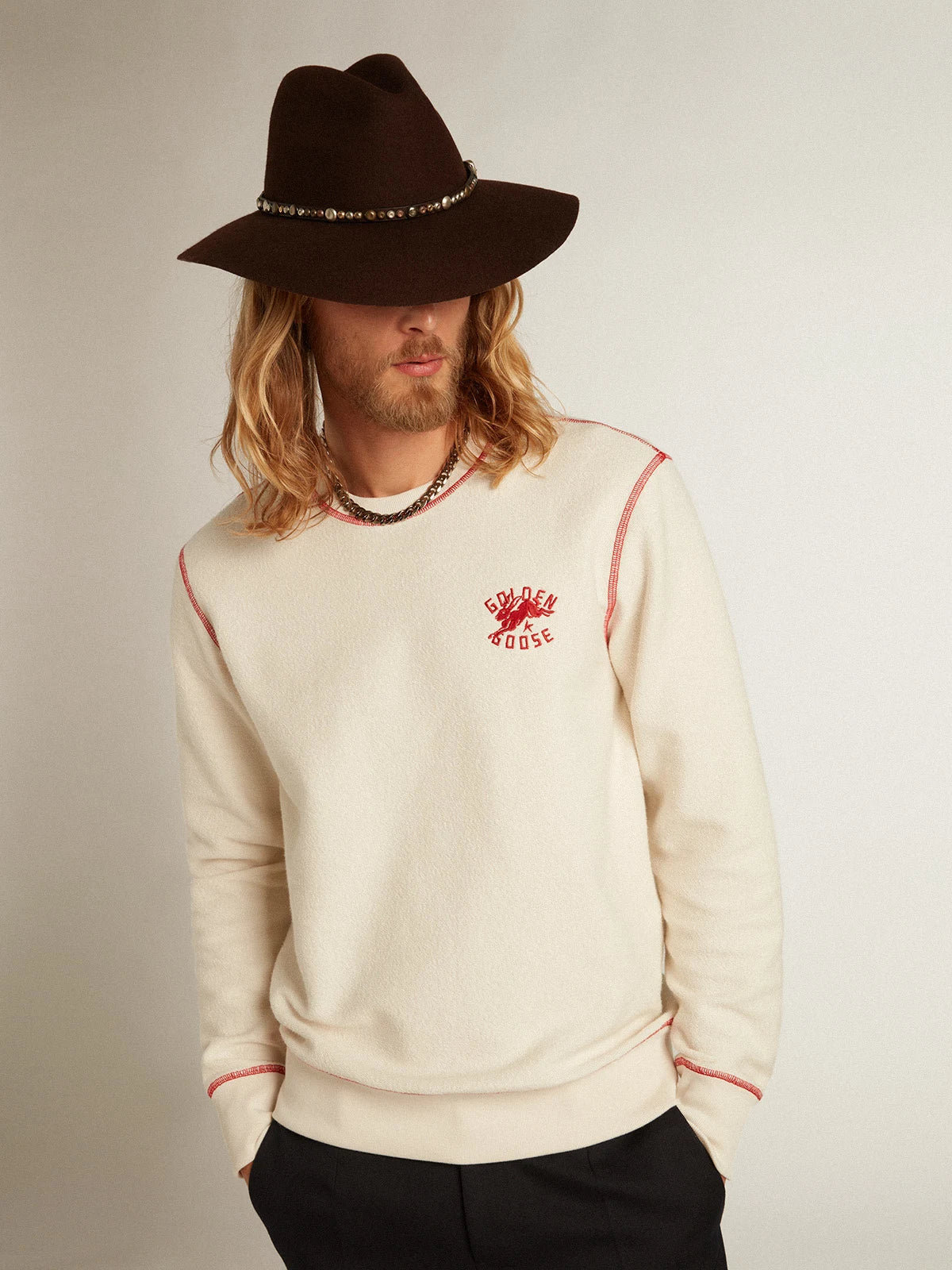 Felpa Uomo color bianco heritage con logo CNY