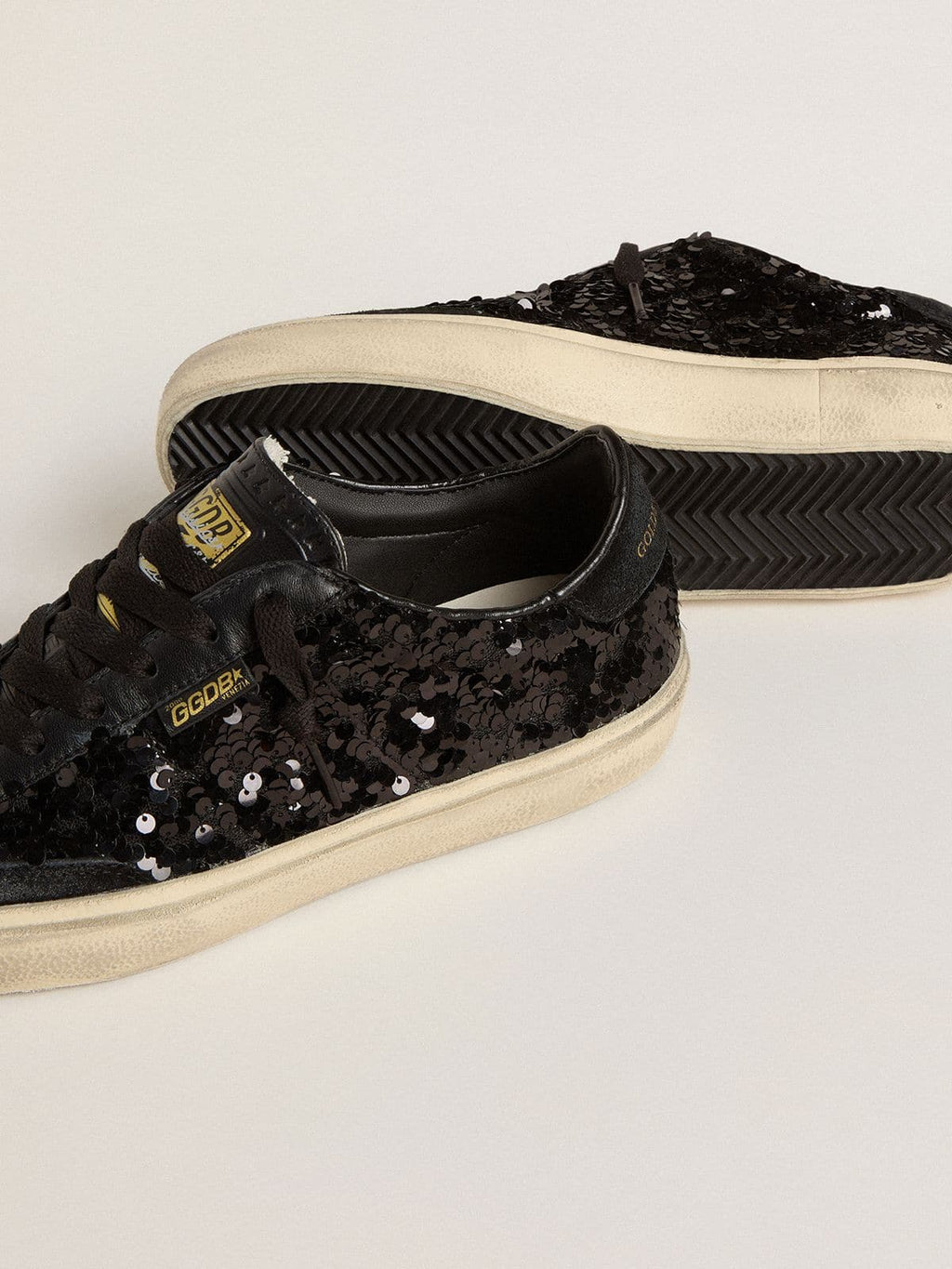 Women's Soul Star in black sequins with black suede heel tab