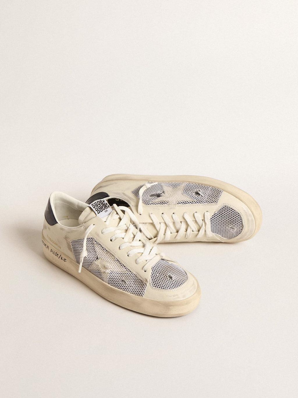 Stardan LTD in pelle e rete bianche con talloncino laminato blu
