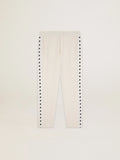 Pantalone jogging da uomo di colore bianco con stelle nere sui lati