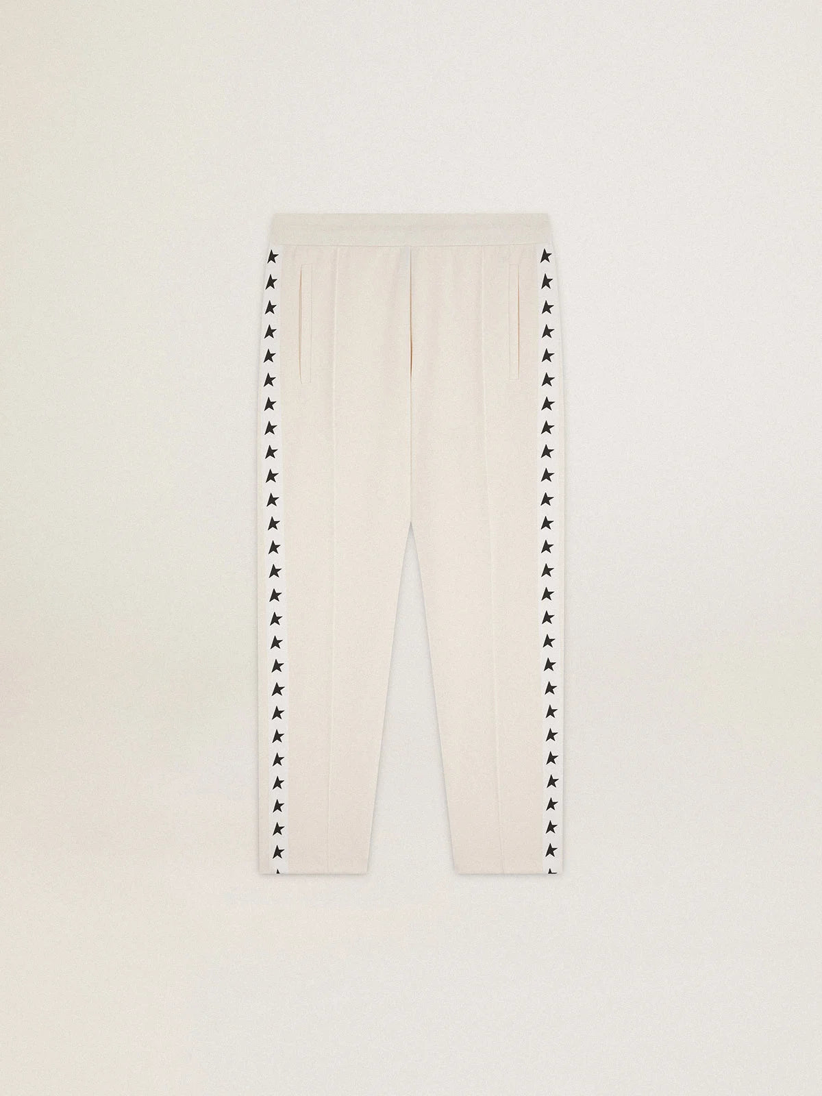 Pantalone jogging da uomo di colore bianco con stelle nere sui lati