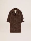 Cappotto monopetto cocoon in lana con motivo animalier jacquard