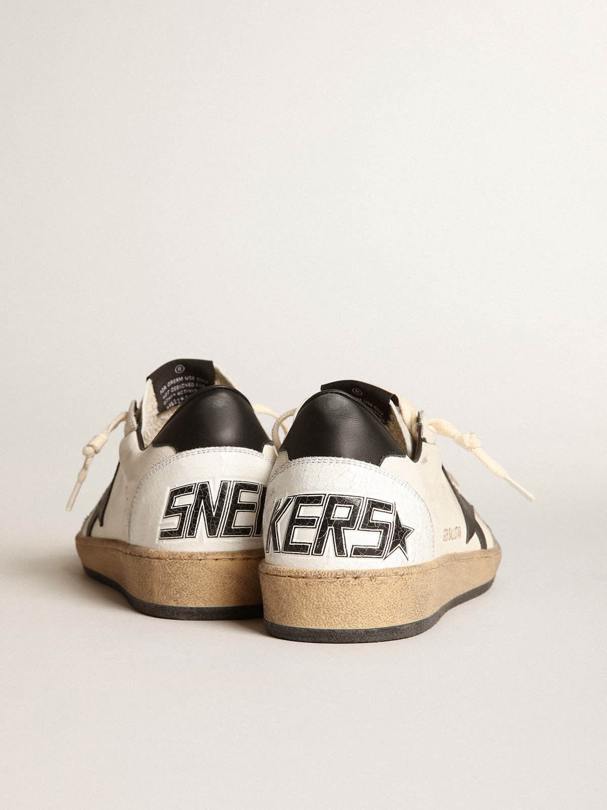 Sneaker Ball Star Donna in nappa bianca con stella e talloncino in pelle nera