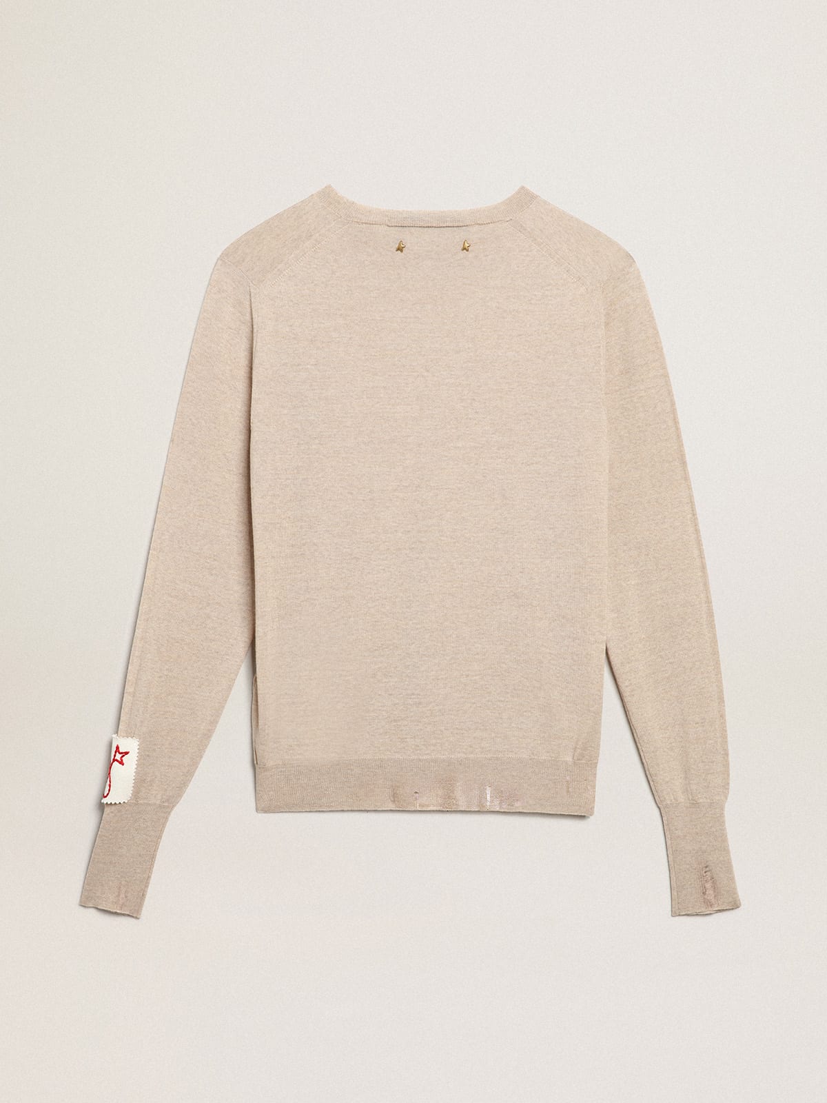 Maglioncino Collezione Golden in lana merino color marrone chiaro
