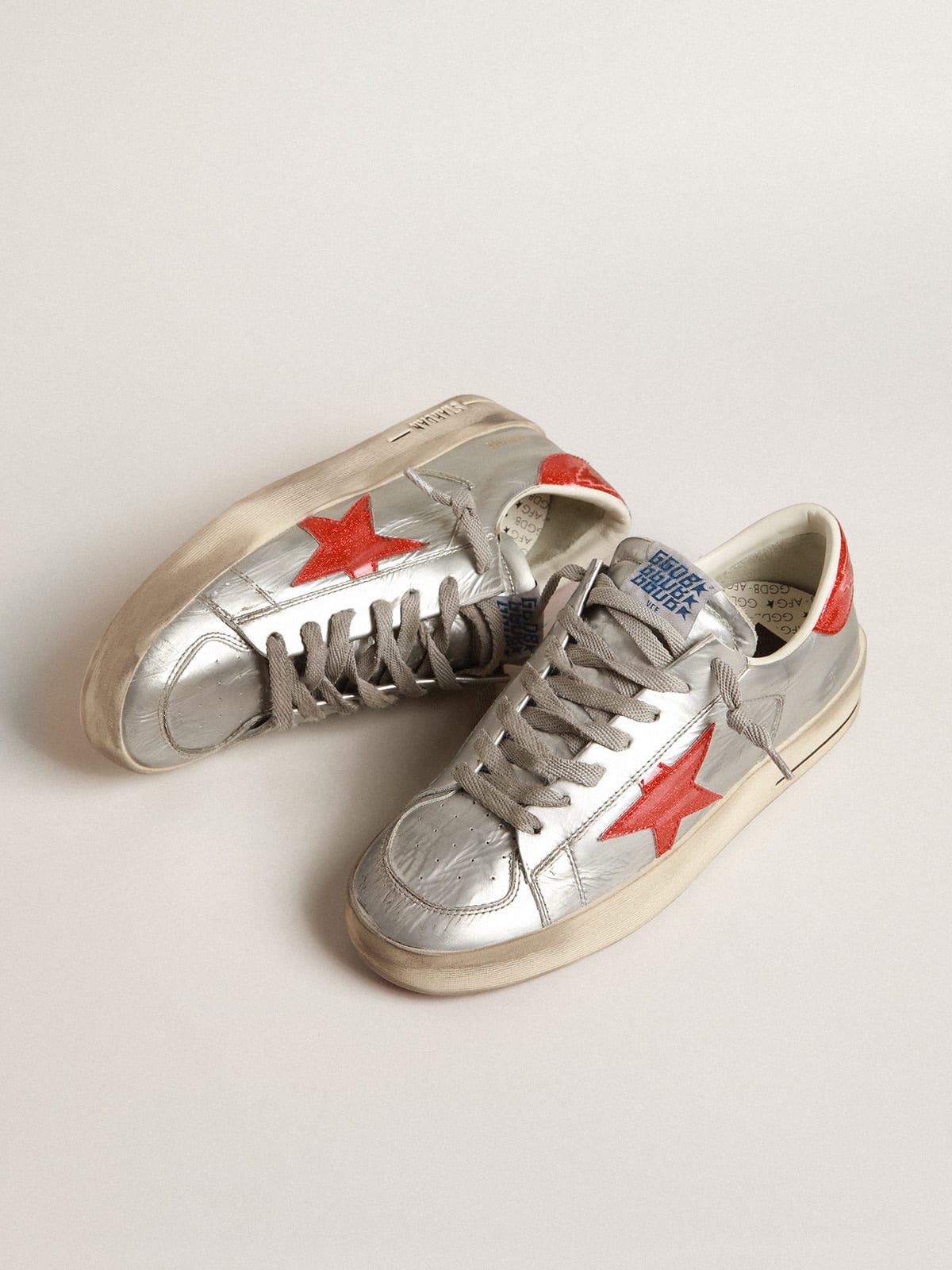 Stardan Donna in pelle laminata con inserti in glitter rossi