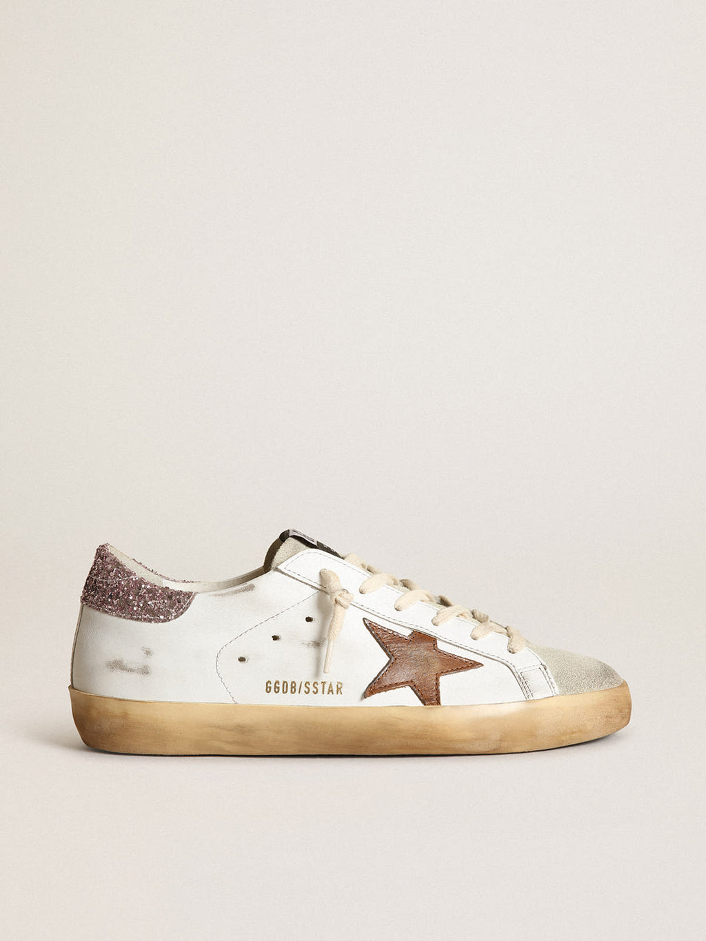 Super-Star con stella color cuoio e talloncino in glitter rosa