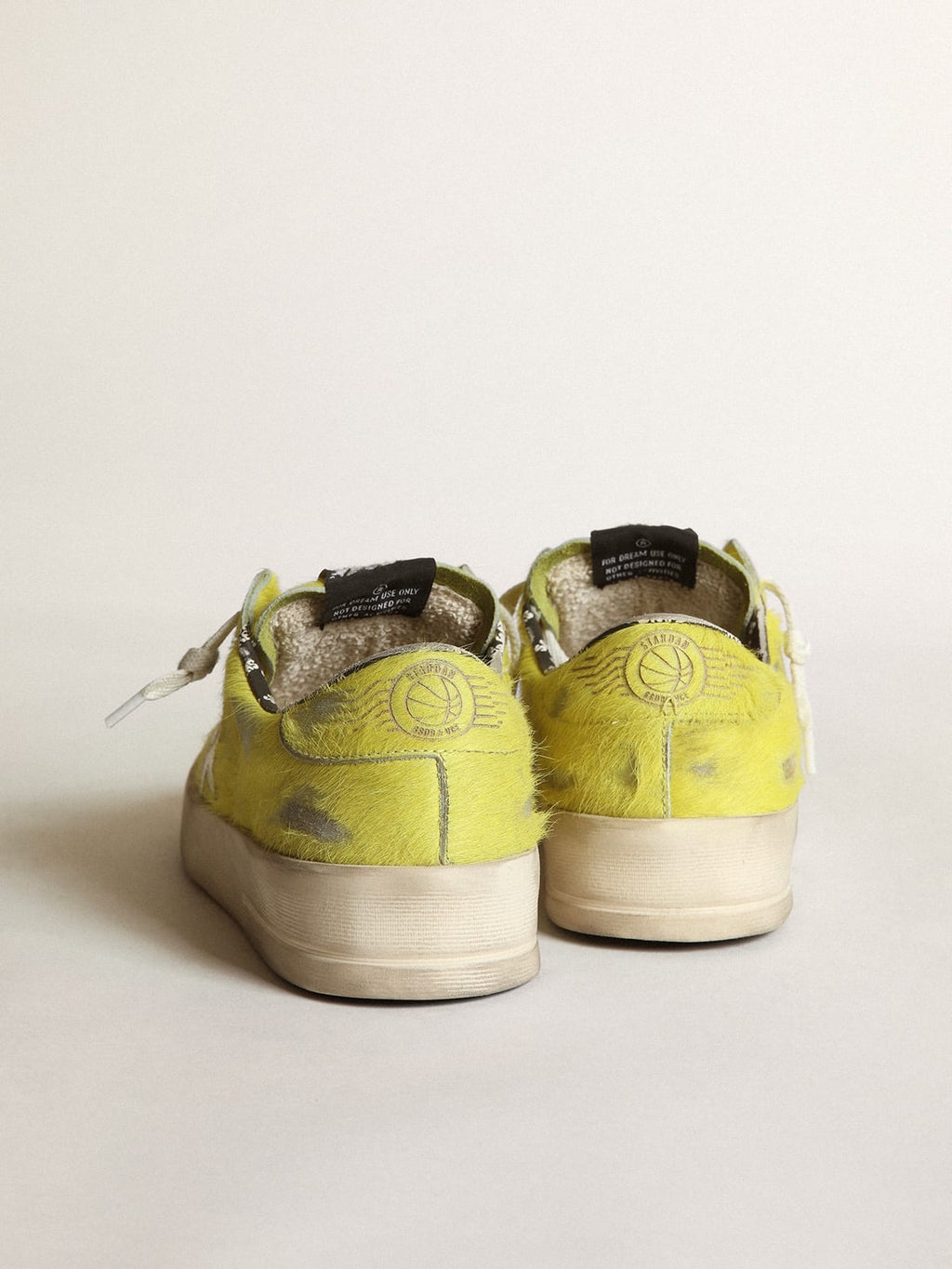 Sneaker Stardan donna in cavallino giallo fluo con stella in pelle bianca