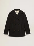 Peacoat da donna blu scuro con bottoni araldici dorati