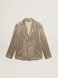 Blazer monopetto boxy in cotone color beige chiaro