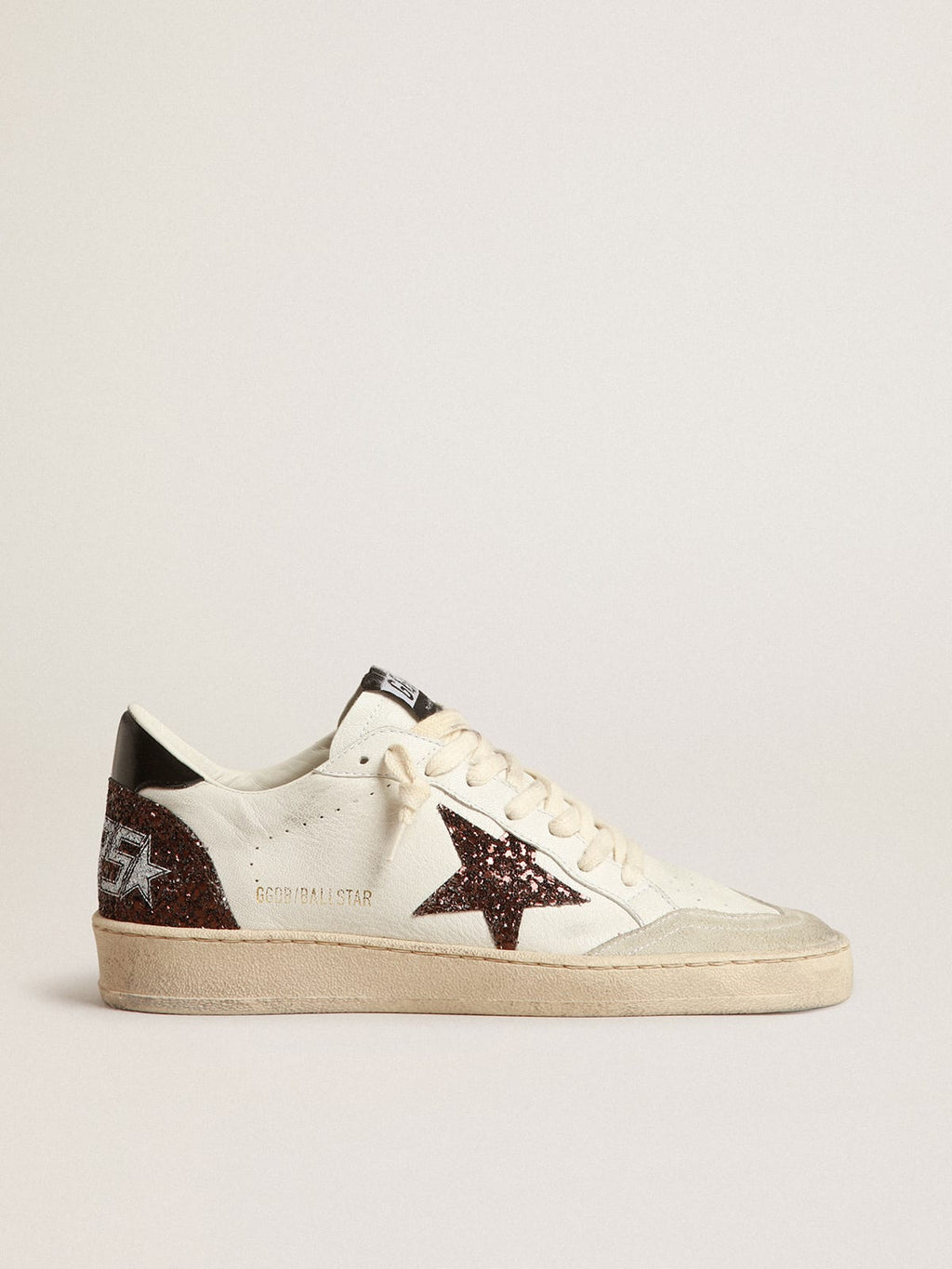 Ball Star in nappa con stella in glitter e talloncino in nappa nera