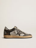 Ball Star in pelle grigia e nera con stella nera