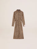 Vestito chemisier con stampa animalier e fil coupé dorato