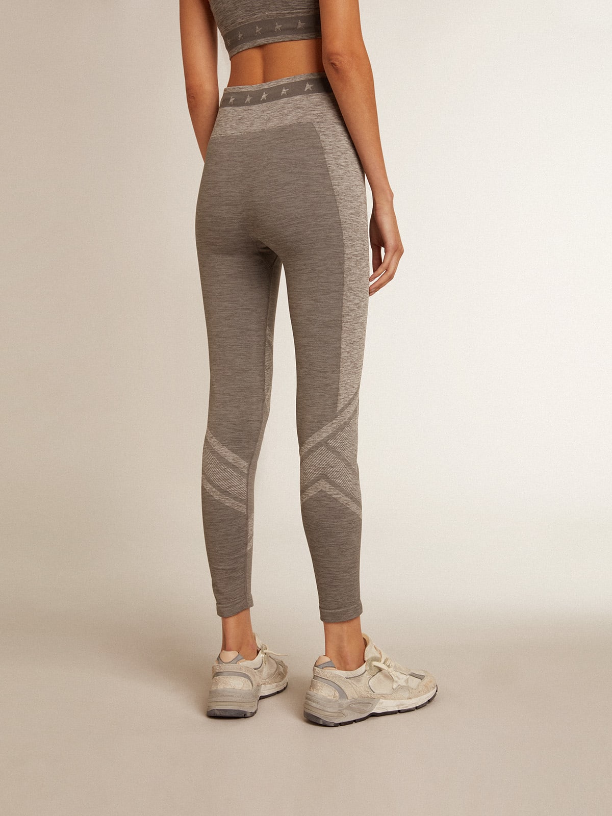Leggins a mezza cucitura da donna di colore grigio melange