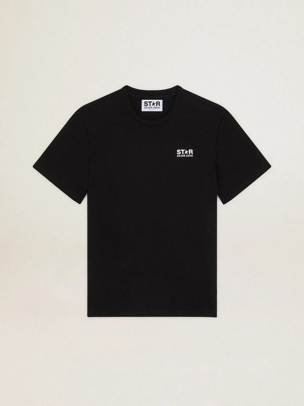 T-shirt nera Collezione Star con logo e stella bianchi a contrasto