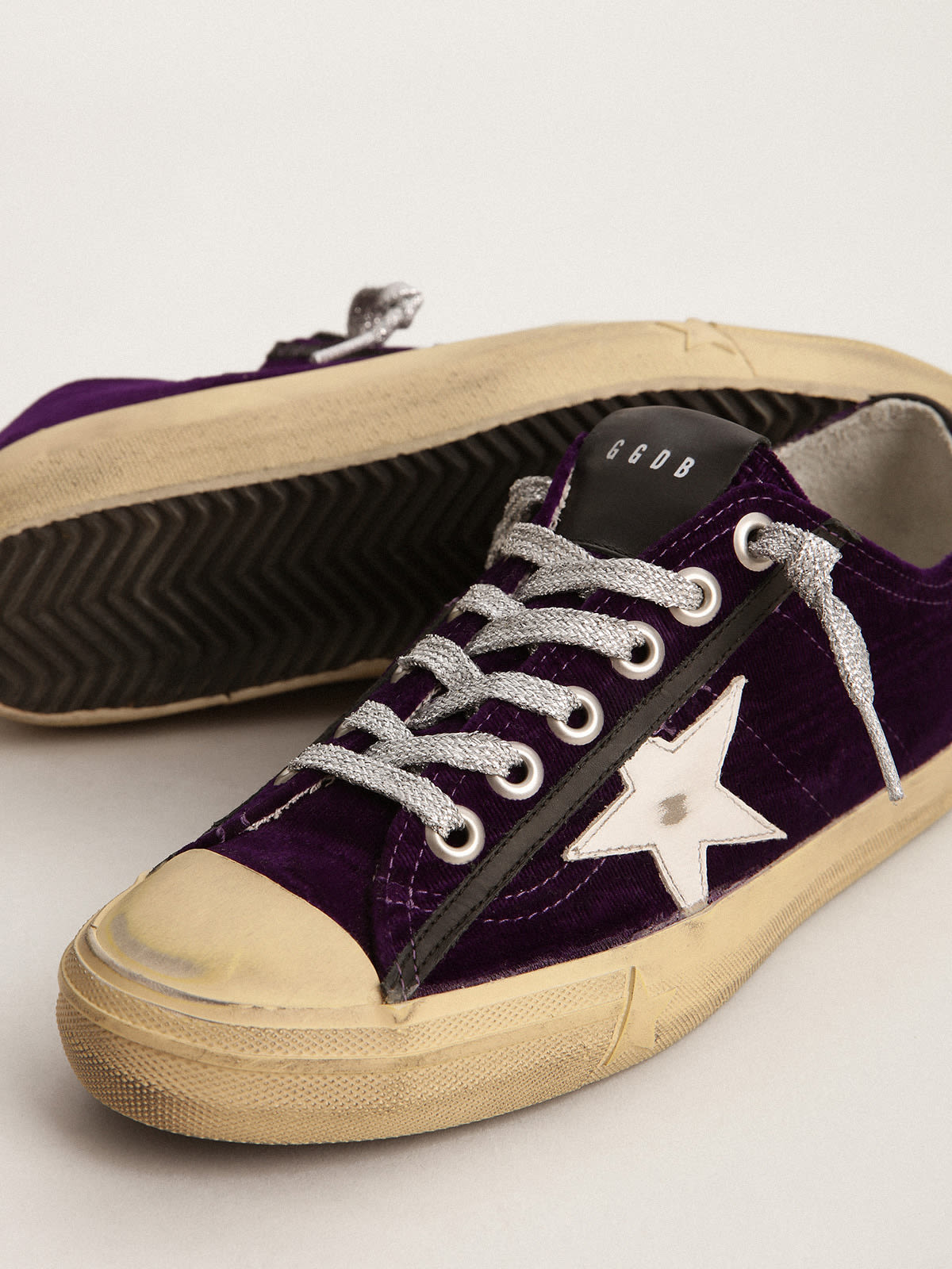 Sneaker V-Star LTD in velluto viola con stella in pelle bianca