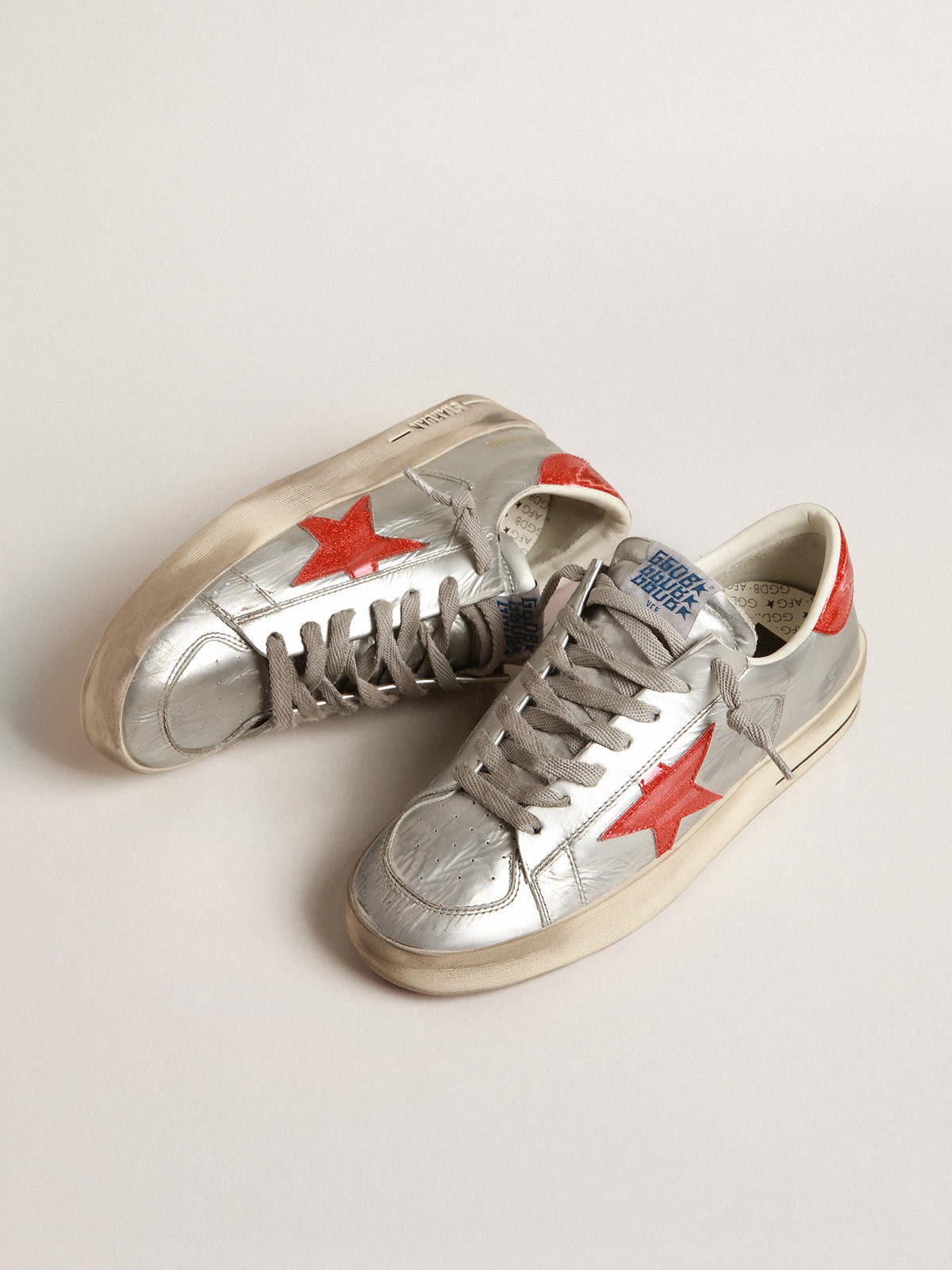 Stardan Uomo in pelle laminata con inserti in glitter rossi