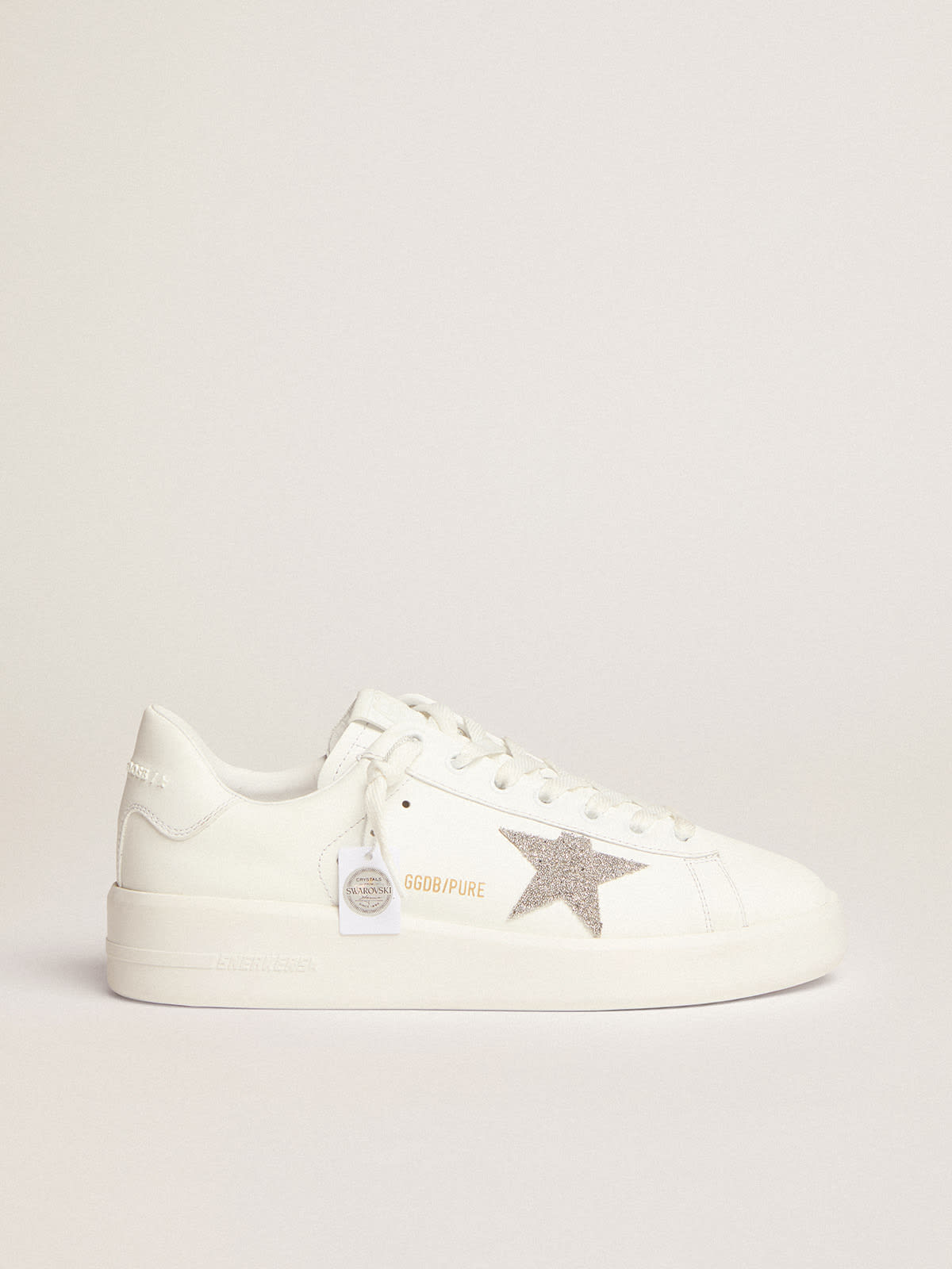 Purestar in pelle bianca con stella in cristalli Swarovski color argento