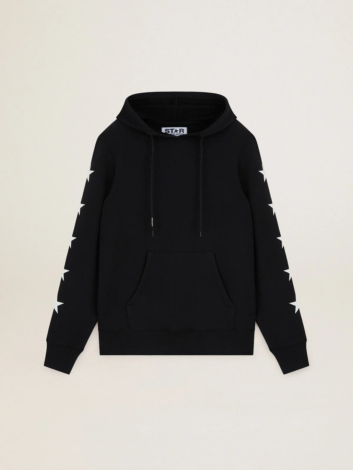 Felpa con cappuccio Alighiero Collezione Star di colore nero con stelle bianche a contrasto