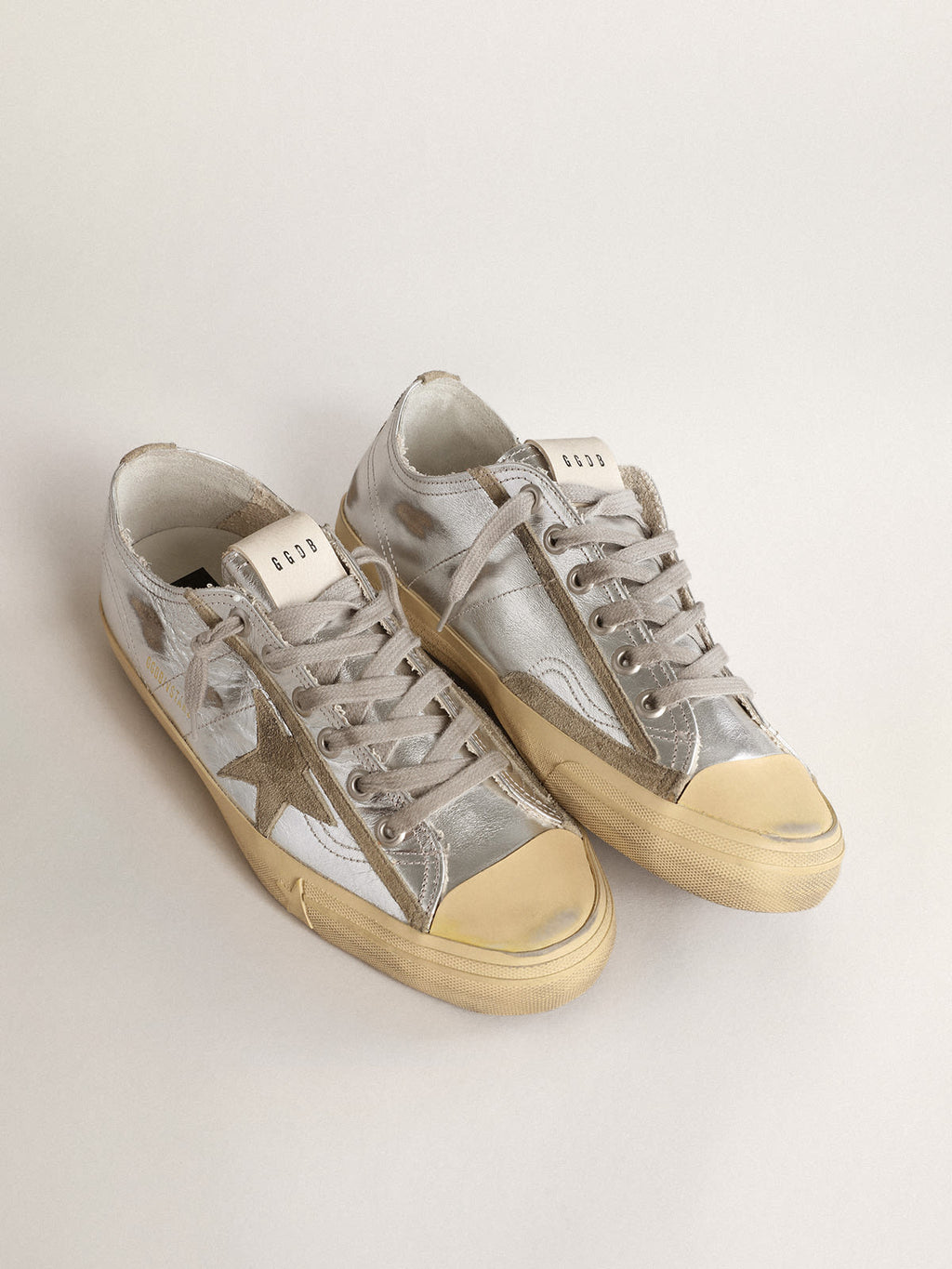 Sneaker V-Star Uomo LTD in pelle laminata color argento con stella in suede color grigio ghiaccio