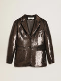 Blazer monopetto di colore grigio con paillettes all-over