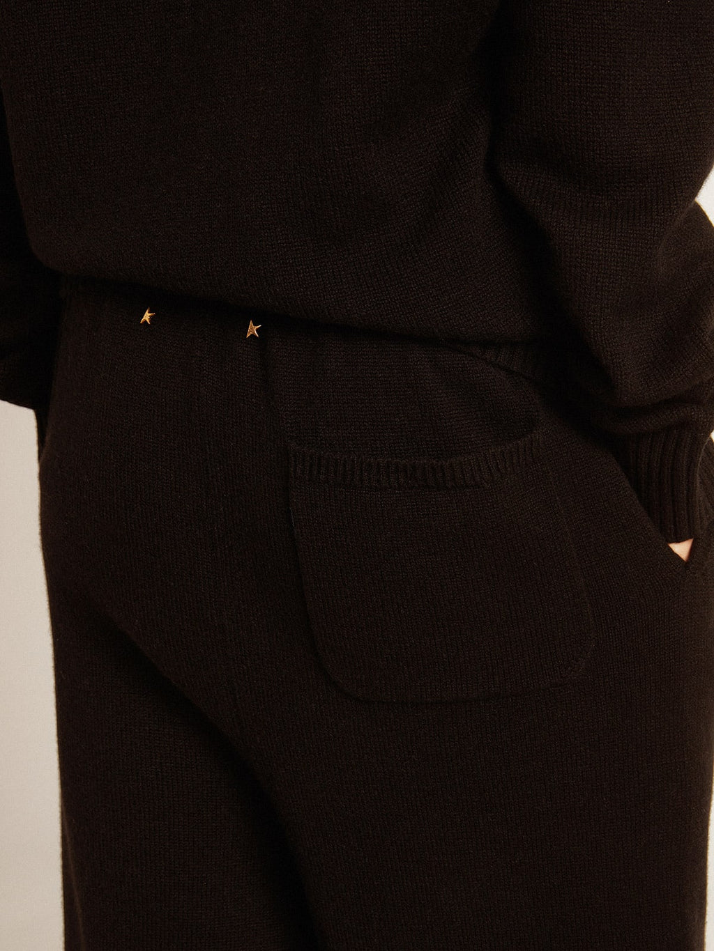 Pantalone jogging donna misto cashmere di colore nero